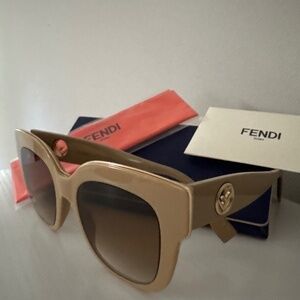 Fendi Oversized Square Sunglasses - Nude Beige - Brand New